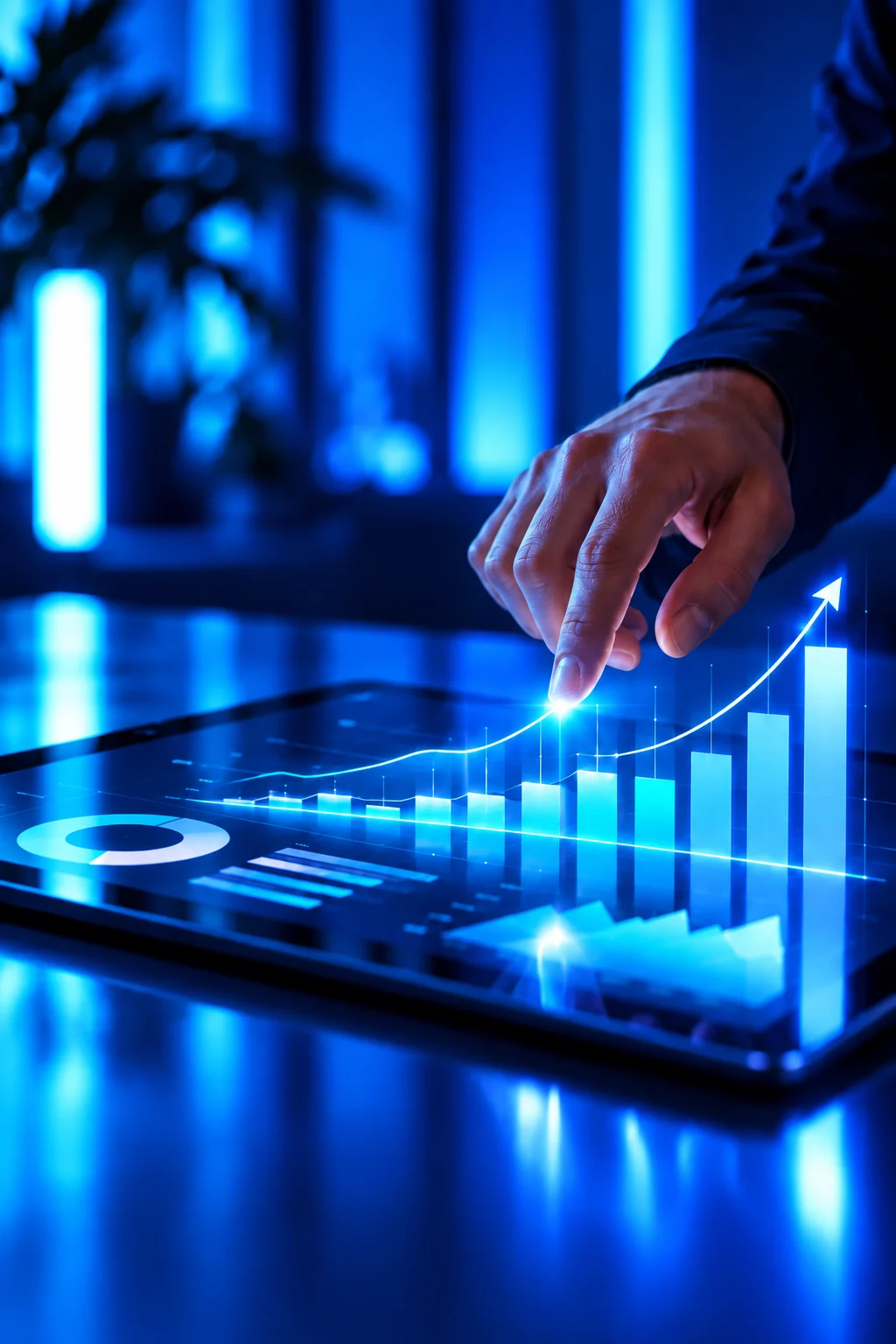 A digital performance dashboard with rising campaign results
